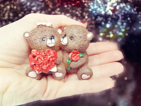 gift teddy bears fiancee bride in hand valentine\'s day love