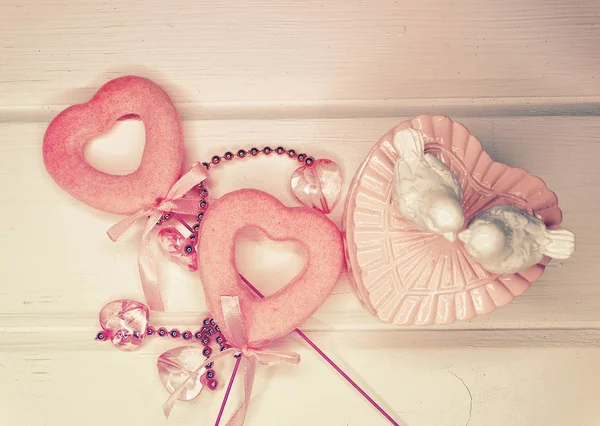 Valentine's day love holiday concept coeur sur fond bois — Photo