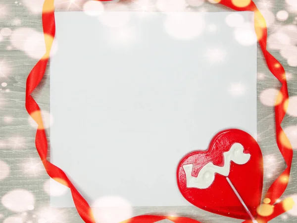Heart lollipop sweet love valentine's day and copy space — Stock Photo, Image