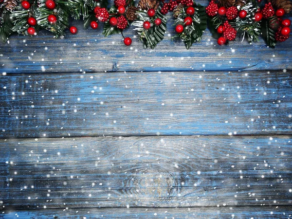 Ramo de abeto de natal com cones bagas de inverno na neve — Fotografia de Stock