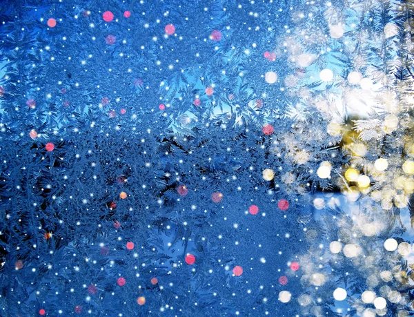Téli háttér hópelyhek absztrakt textúra fagyasztott jég minta — Stock Fotó