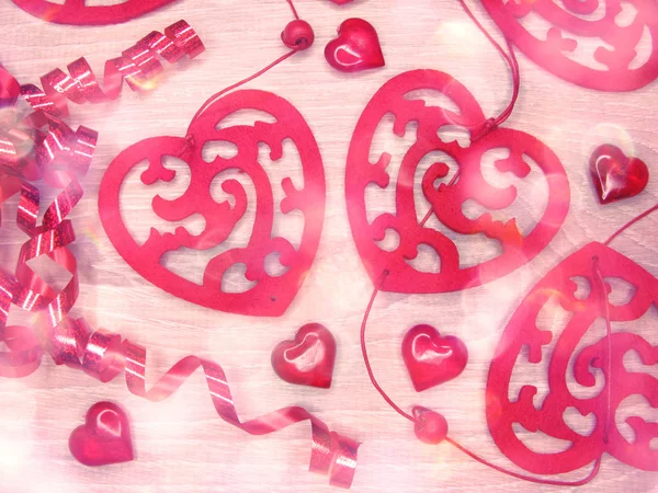 Aşk sevgililer günü hediyesi için kalpler dekor — Stok fotoğraf