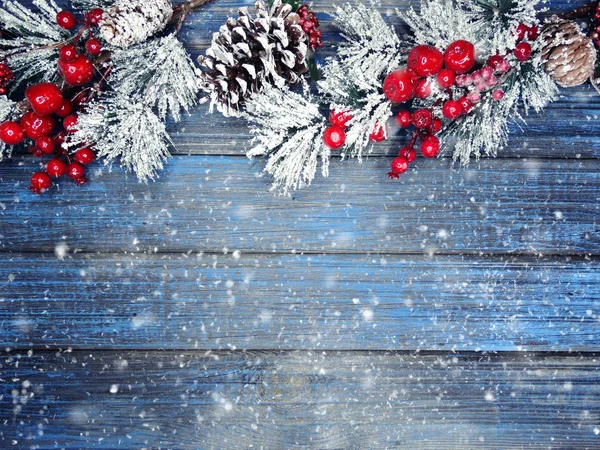 köknar dalları konileri ve kar ile kış arka plan