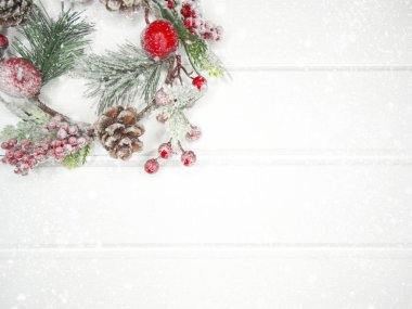 köknar dalları konileri ve kar ile kış arka plan