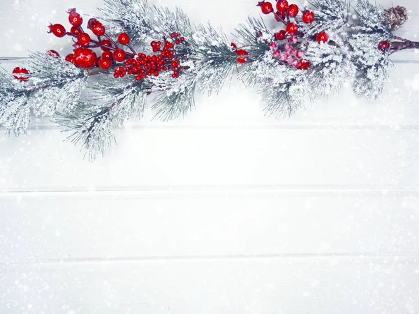 Fundo de inverno com cones de ramos de abeto e neve — Fotografia de Stock