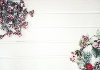 köknar dalları konileri ve kar ile kış arka plan