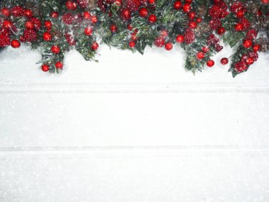 köknar dalları konileri ve kar ile kış arka plan