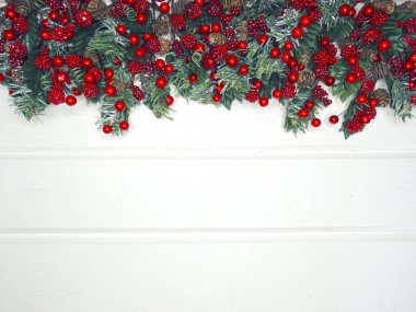 köknar dalları konileri ve kar ile kış arka plan