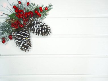 köknar dalları konileri ve kar ile kış arka plan