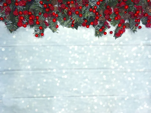 Fond d'hiver avec branches de sapin cônes et neige — Photo