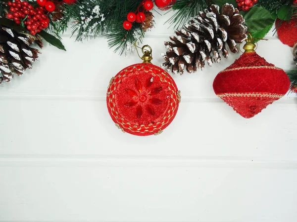 Winter background with fir branches decor and snow — Stock Photo, Image