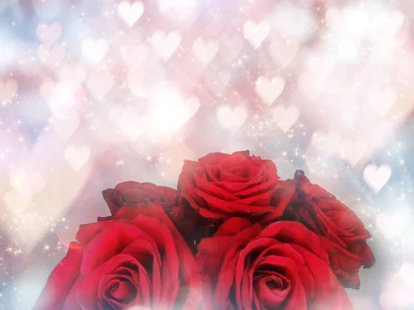 赤いバラバレンタインデーの愛の背景 — ストック写真
