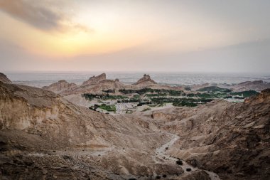 view from the top of jebal hafeet, uae clipart
