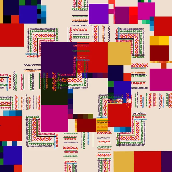 Renkli Grunge Geometrik Eşarp Tasarımı — Stok fotoğraf