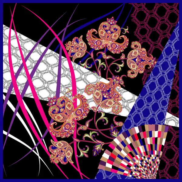 Farbenfroher Grunge Geometrisches Schal Design — Stockfoto