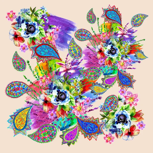 Şal desenli renkli soyut eşarp tasarımı