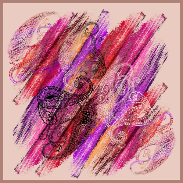 Красочный Абстрактный Дизайн Шарфа Платочным Узором — стоковое фото