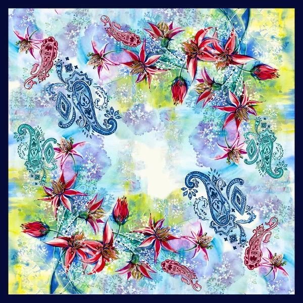 Şal desenli renkli soyut eşarp tasarımı