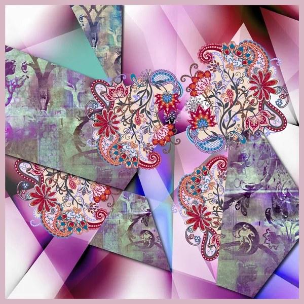 Kleurrijke Grunge Ontwerp Abstracte Sjaal — Stockfoto