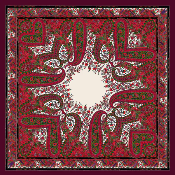 abstract paisley motifs scarf design