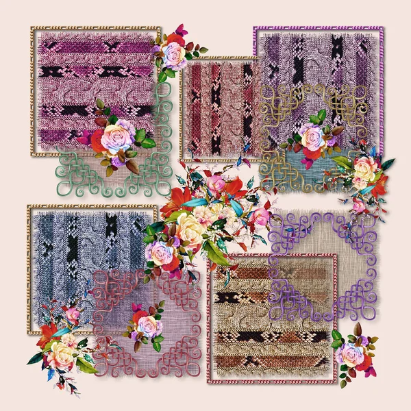 Renkli çiçeklerle modern ipek eşarp tasarımı