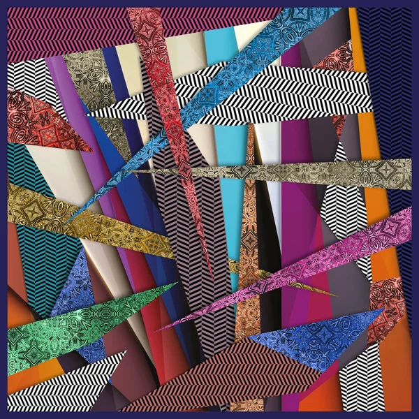 彩色现代丝巾设计具有彩花的现代丝巾设计 — 图库照片