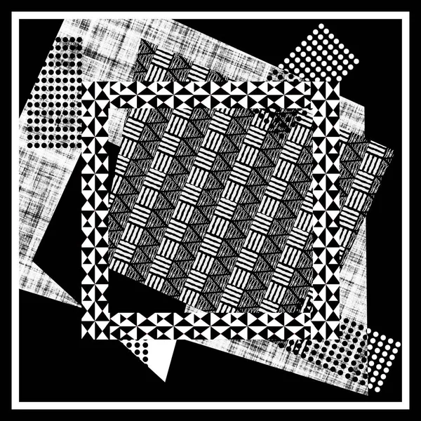 Modern Ipek Eşarp Tasarımı Siyah Beyaz — Stok fotoğraf