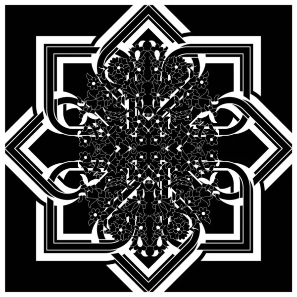 Μοντέρνο Σχέδιο Φουλάρι Μετάξι Μαύρο Και Άσπρο — Φωτογραφία Αρχείου