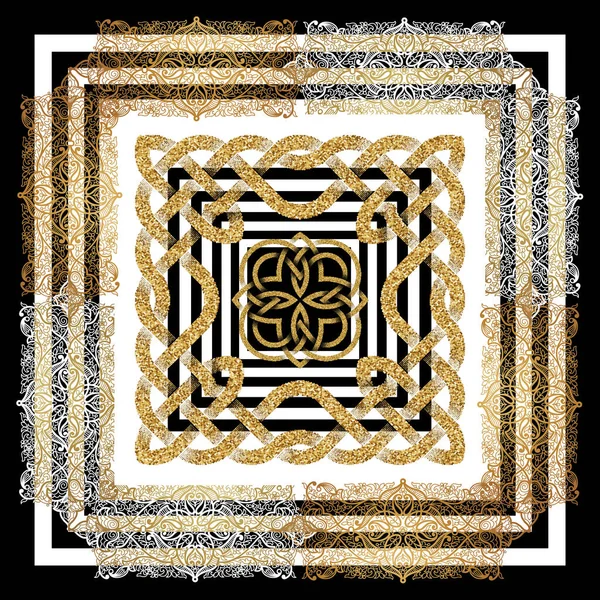 金の装飾が施されたモダンなスカーフデザイン — ストック写真