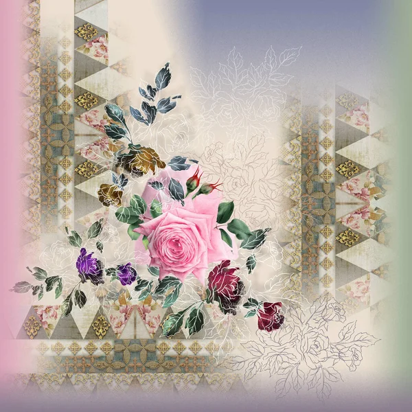 soyut renkli çiçek eşarbı tasarımı