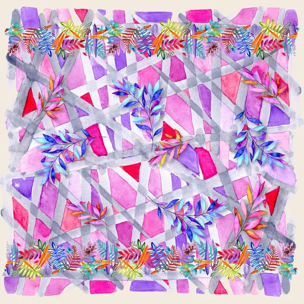  soyut suluboya eşarp tasarımı