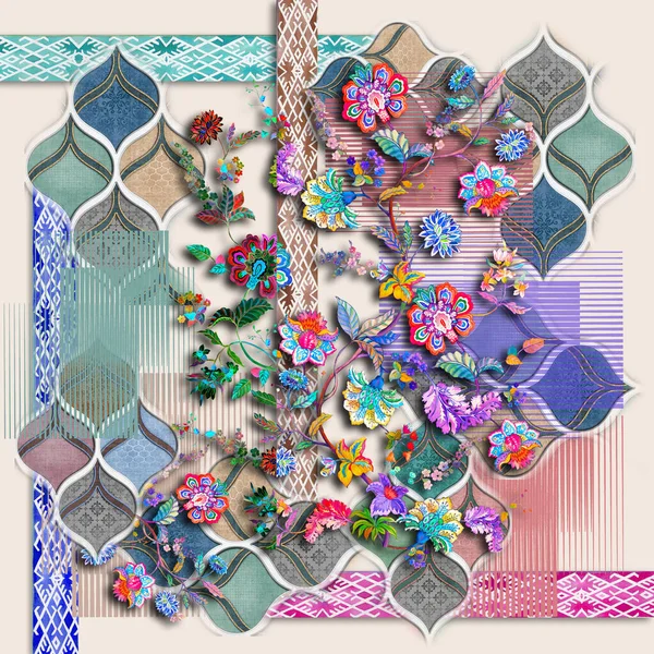  soyut suluboya eşarp tasarımı