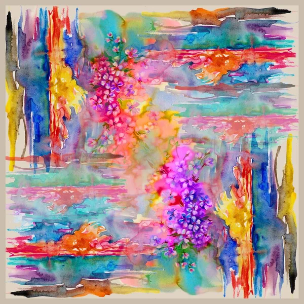  soyut suluboya eşarp tasarımı