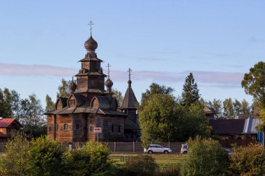 Suzdal, Rusya - 26 Eylül 2018: yatay, ahşap başkalaşım kilise. Tercüme: Restoran, yemekhane