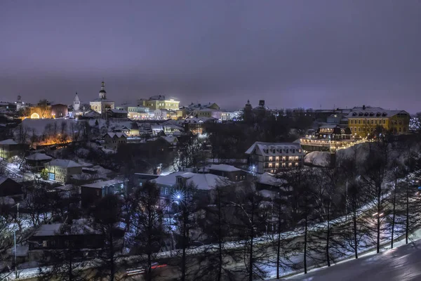 Nacht Winter Stadt Hanglandschaft Wladimir Russland — Stockfoto
