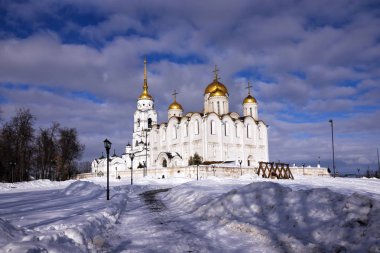Vladimir, Rusya - 26 Şubat 2019: Cathedralassumption bakire Meryem. 12. yüzyılda antik mimari anıt
