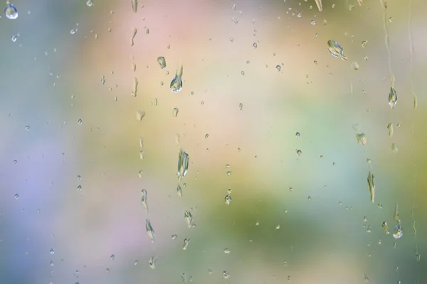 Drops Water Window Pane Rainy Autumn Day — Stock Photo, Image