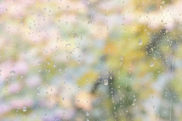 Drops Trickles Rain Window Pane Autumn Day — Stock Photo, Image