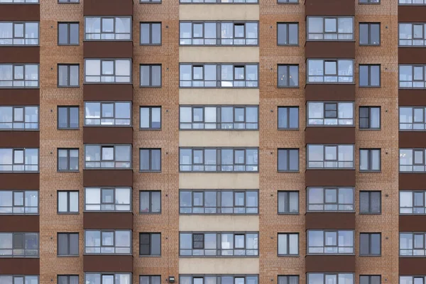 Moderne Architektur Backsteinfassade Hochhaus Wohnhaus Frontansicht — Stockfoto
