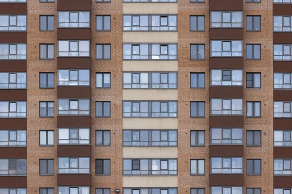 Modern Arkitektur Tegel Fasad Höghus Byggnad Front View — Stockfoto