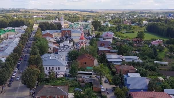Vista Aérea Pequena Cidade Russa Velha Suzdal — Vídeo de Stock