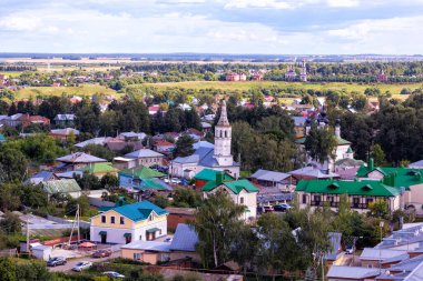Suzdal ve Pokrovsky manastırının hava manzarası, Rusya.