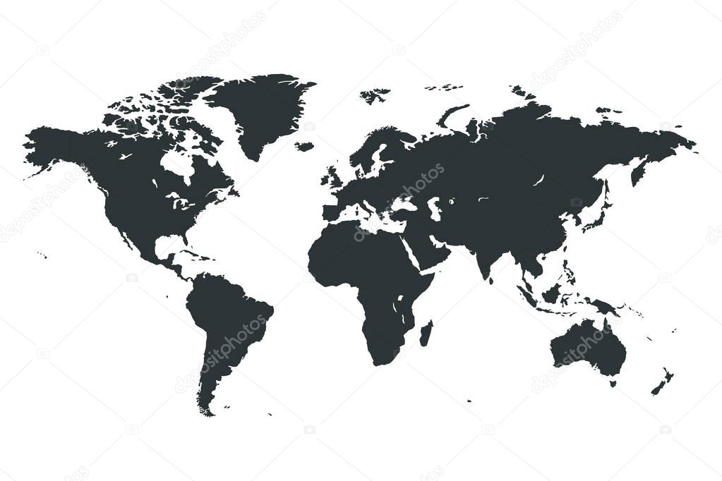 Black Detailed World Map Vector