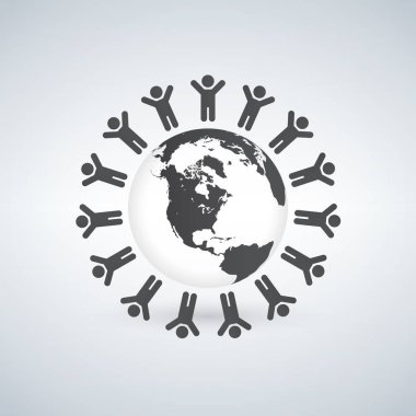 Çocuklar halka simgesinden toprakla. Modern arka plan üzerinde izole vektör çizim
