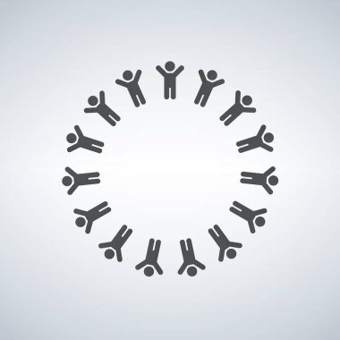 İnsanların daire şeklinde büyük grup. Modern arka plan üzerinde izole vektör çizim
