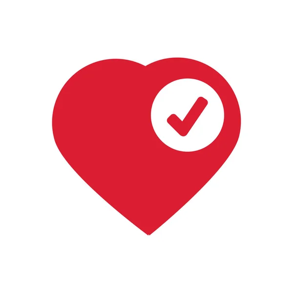 Signo Del Corazón Icono Web Con Glifo Marca Verificación Ilustración — Vector de stock