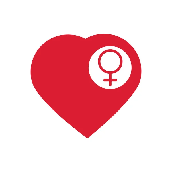 Female Sign Icon Heart Woman Sex Heart Button Vector Vector — Stock Vector