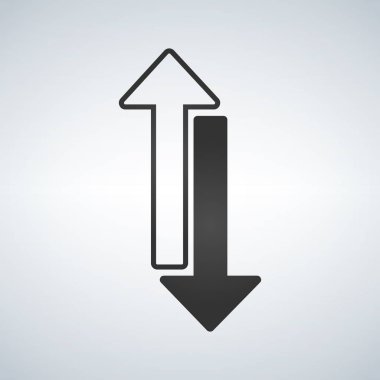 Siyah ve beyaz okları, beyaz arka plan üzerinde izole vektör çizim