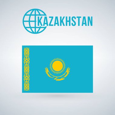 Kazakistan bayrağı illüstrasyon izole gölge ile modern arka plan üzerinde vektör
