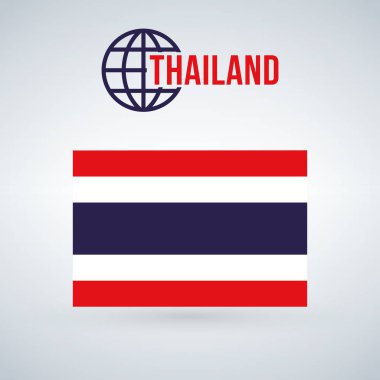 Tayland bayrağı vektör çizim gölge ile modern arka plan üzerinde izole